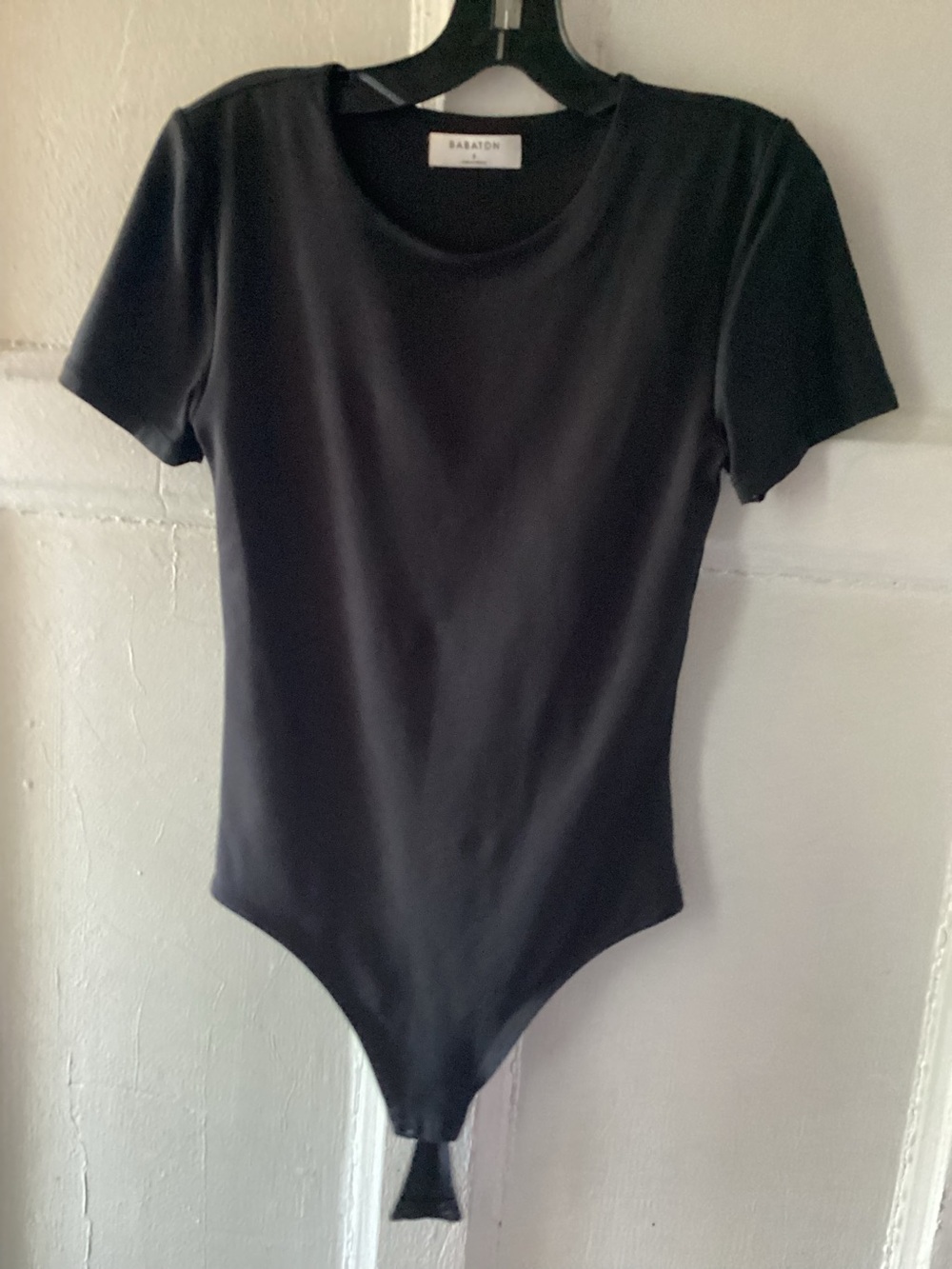 Babaton Black Short Sleeve Scoop-Neck Bodysuit